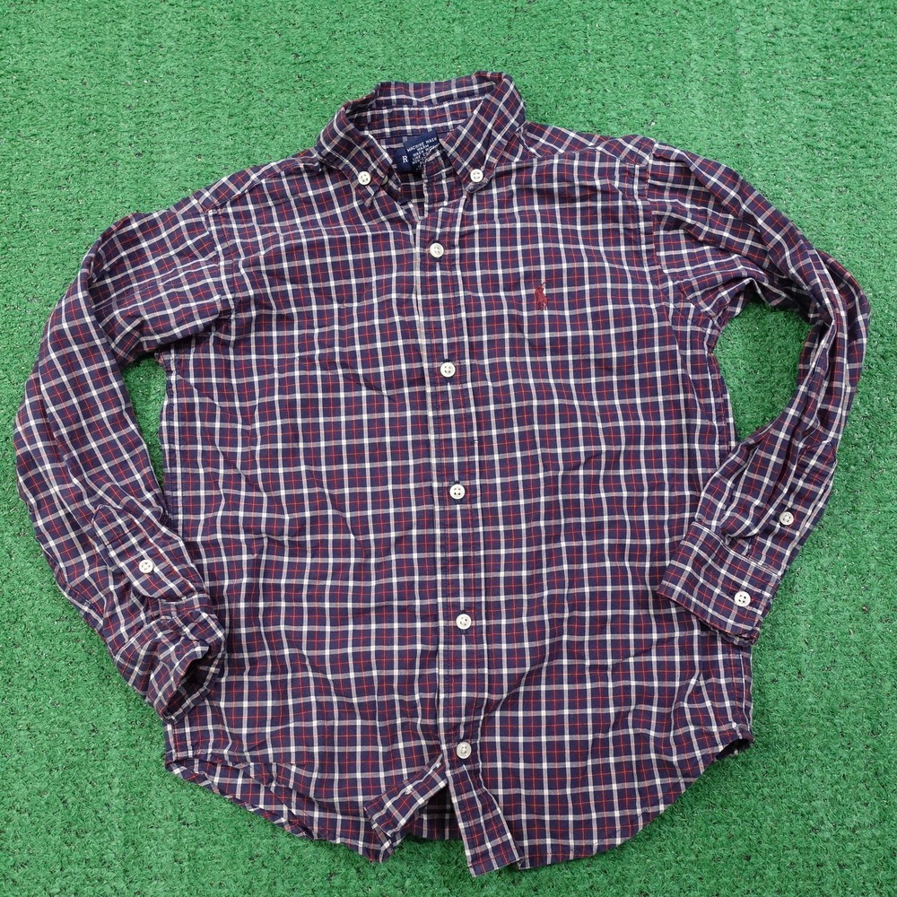POLO RALPH LAUREN LONG‎ SLEEVE CHECK BUTTON DOWN SHIRT YOUTH BOYS SIZE 5
